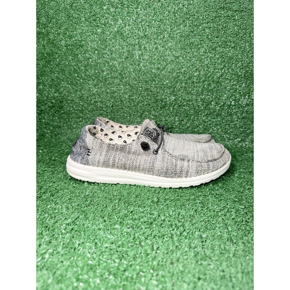 Hey Dude Wendy Women Size 8 Grey White Hippie Shoes Comfort Slip On Loafer